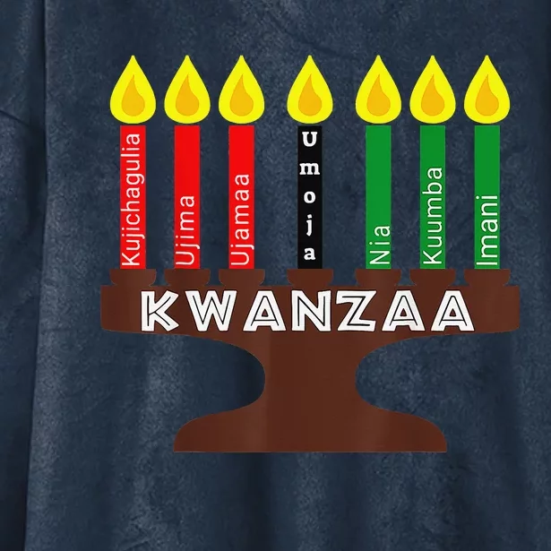 Kwanzaa Kinara Mishumaa With 7 Principles Hooded Wearable Blanket