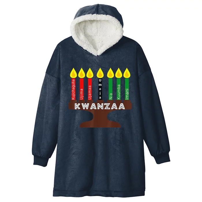 Kwanzaa Kinara Mishumaa With 7 Principles Hooded Wearable Blanket