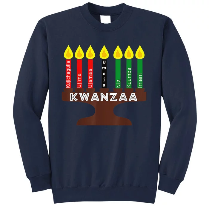 Kwanzaa Kinara Mishumaa With 7 Principles Tall Sweatshirt