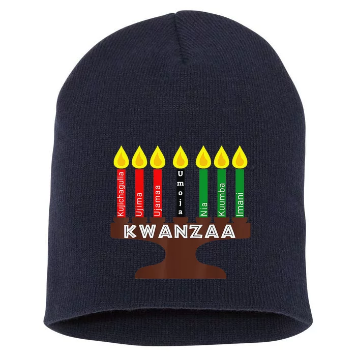 Kwanzaa Kinara Mishumaa With 7 Principles Short Acrylic Beanie