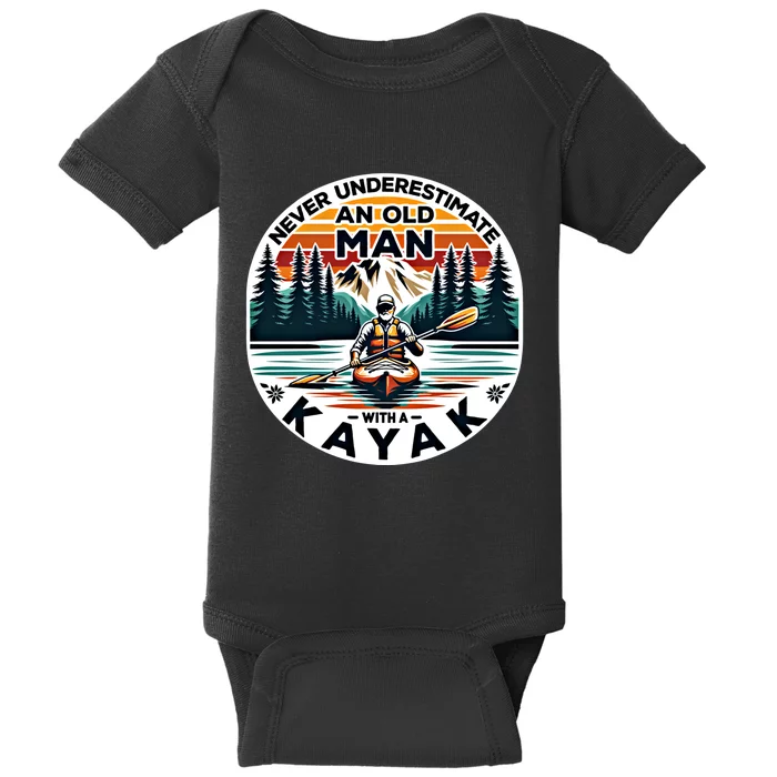 Kayak Kayaker Never Underestimate An Old With A Kayak Gift Baby Bodysuit