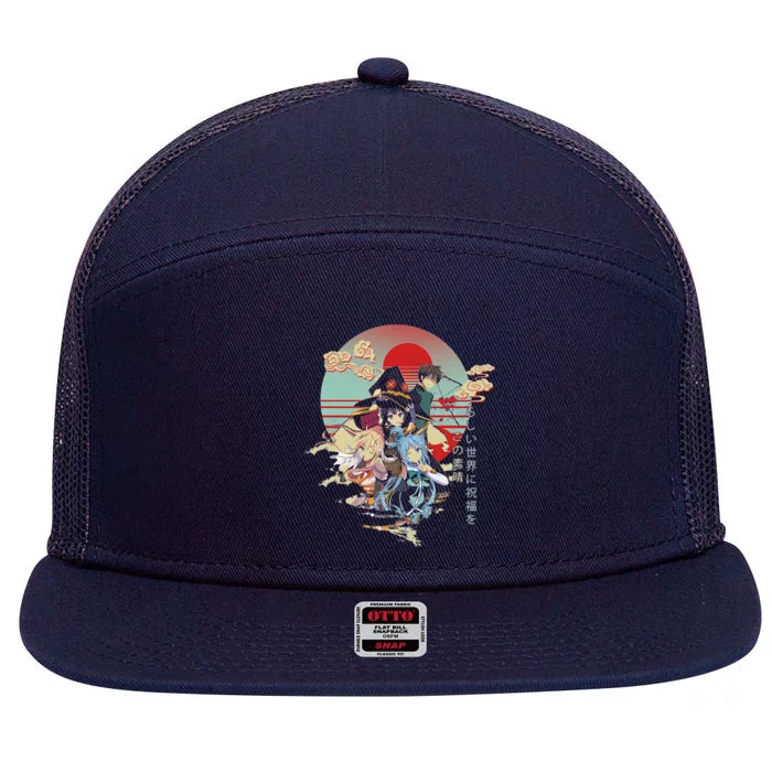 Konosuba 7 Panel Mesh Trucker Snapback Hat