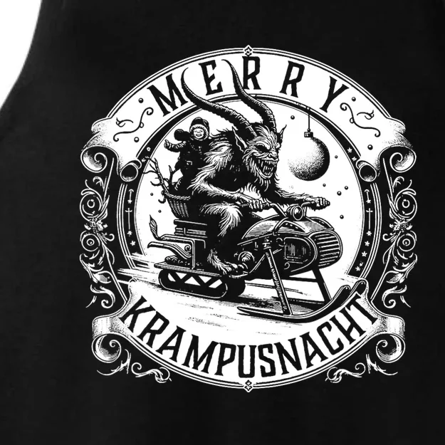 Krampusnacht Krampus On A Snowmobile Ladies Tri-Blend Wicking Tank