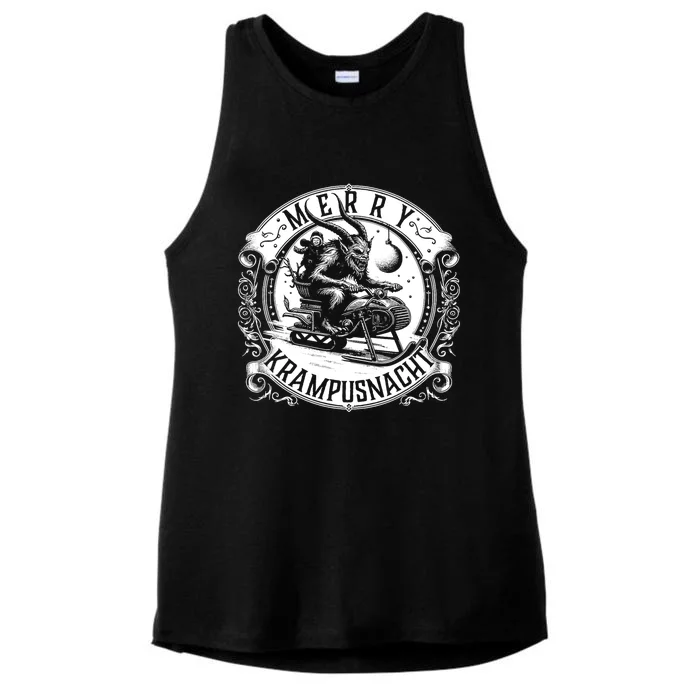 Krampusnacht Krampus On A Snowmobile Ladies Tri-Blend Wicking Tank