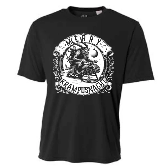 Krampusnacht Krampus On A Snowmobile Cooling Performance Crew T-Shirt