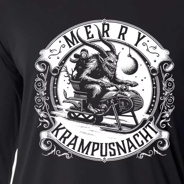 Krampusnacht Krampus On A Snowmobile Cooling Performance Long Sleeve Crew