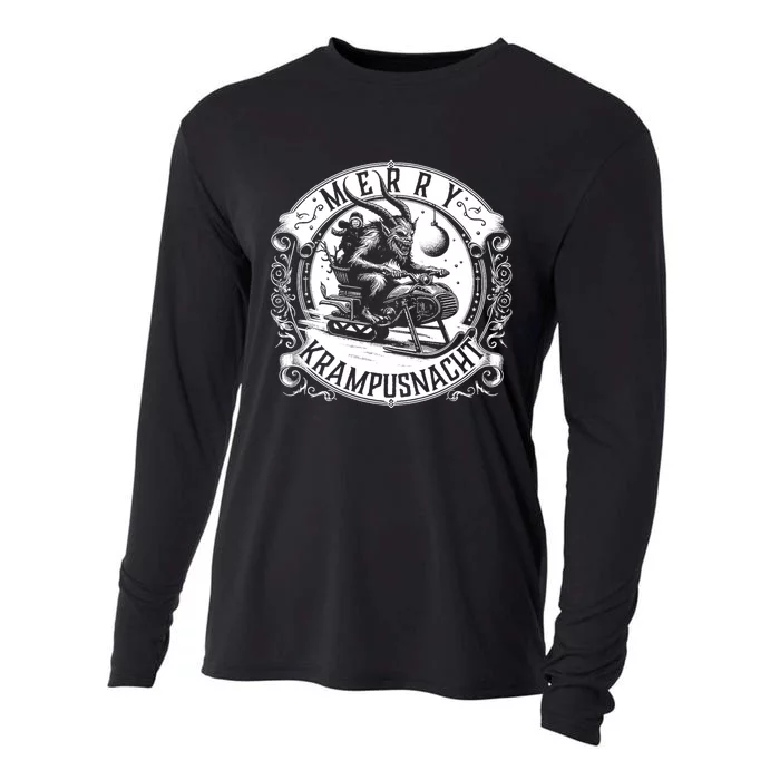 Krampusnacht Krampus On A Snowmobile Cooling Performance Long Sleeve Crew