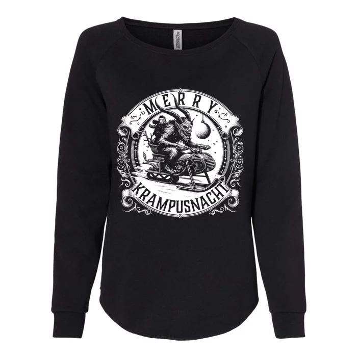 Krampusnacht Krampus On A Snowmobile Womens California Wash Sweatshirt