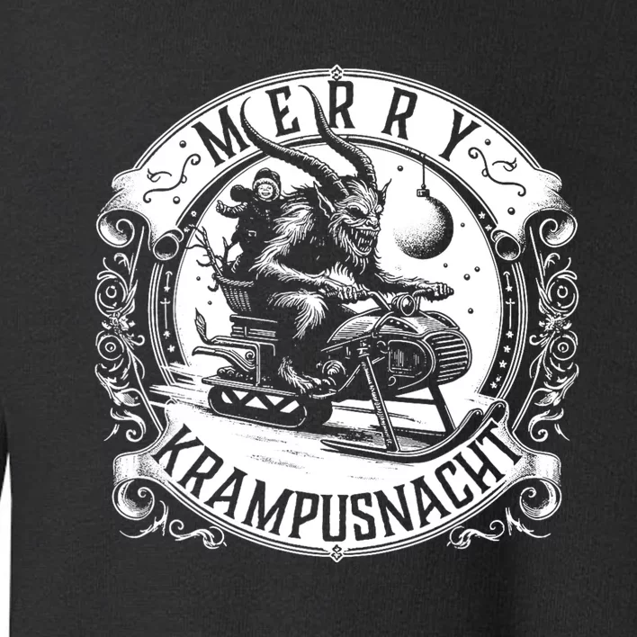 Krampusnacht Krampus On A Snowmobile Toddler Sweatshirt