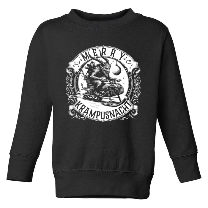 Krampusnacht Krampus On A Snowmobile Toddler Sweatshirt