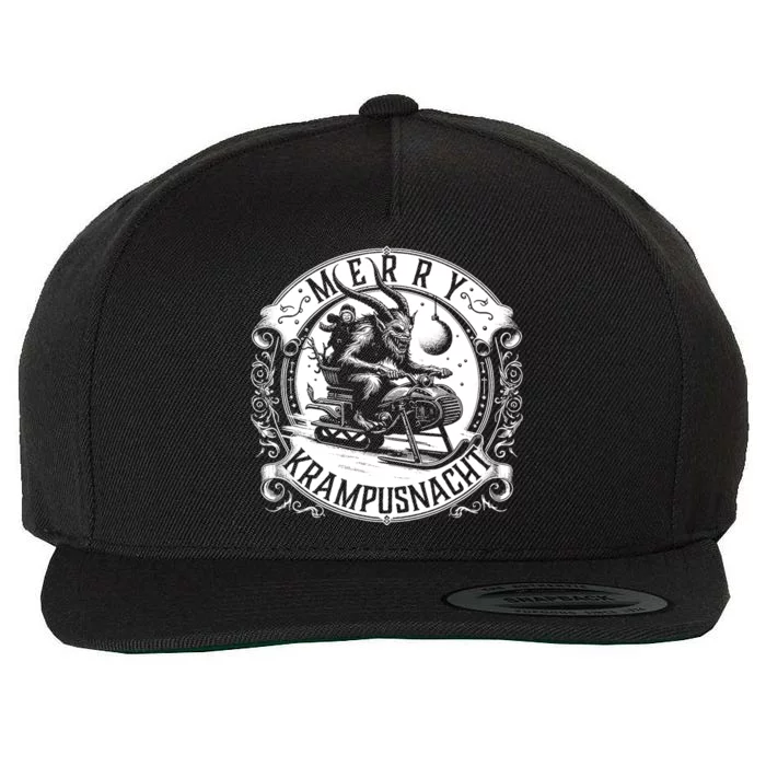 Krampusnacht Krampus On A Snowmobile Wool Snapback Cap