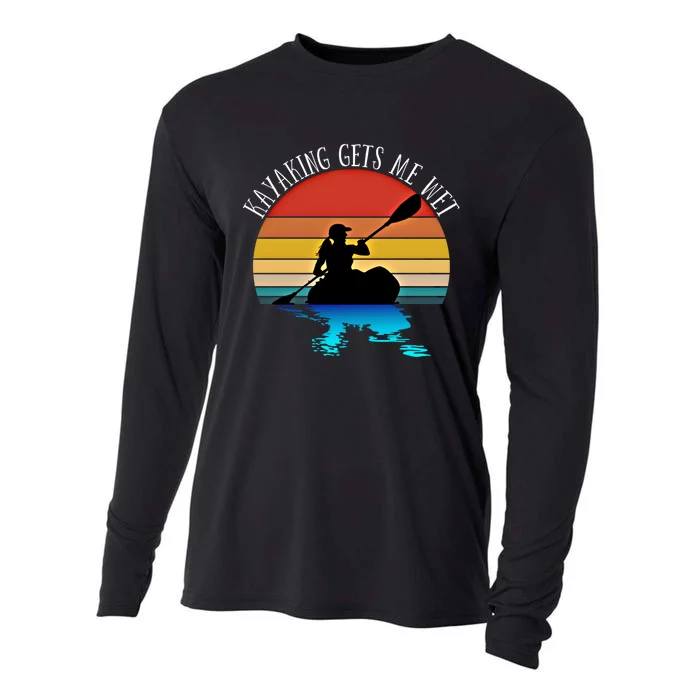 Kayaking Kayak Retro Art Canoe Gift Cooling Performance Long Sleeve Crew