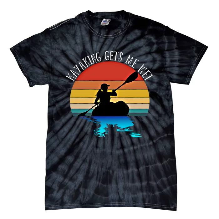 Kayaking Kayak Retro Art Canoe Gift Tie-Dye T-Shirt