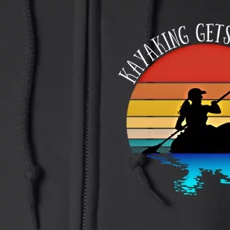 Kayaking Kayak Retro Art Canoe Gift Full Zip Hoodie