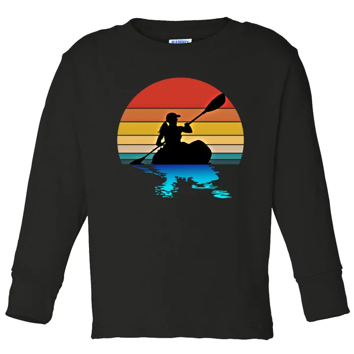 Kayaking Kayak Retro Art Canoe Cute Gift Toddler Long Sleeve Shirt