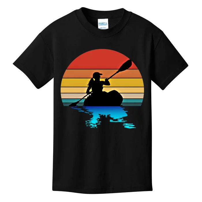 Kayaking Kayak Retro Art Canoe Cute Gift Kids T-Shirt