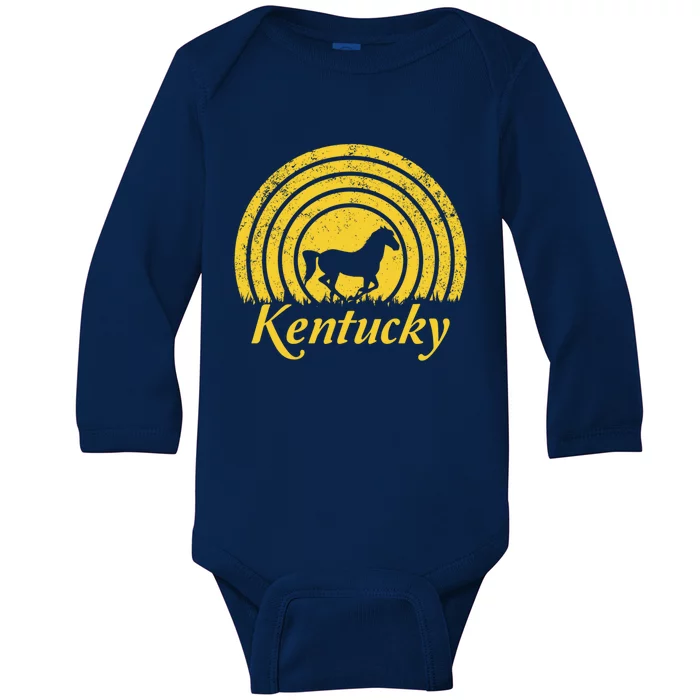 Kentucky Ky Thoroughbred Horse Farm Racing Derby Infield Meaningful Gift Baby Long Sleeve Bodysuit