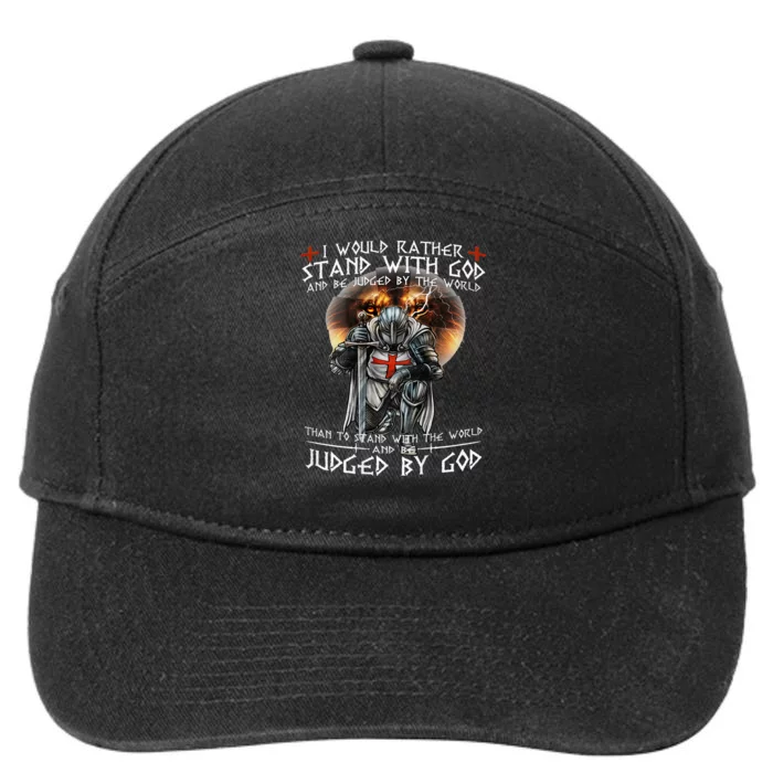 Kneeling Knight Templar Stand With God Religious 7-Panel Snapback Hat