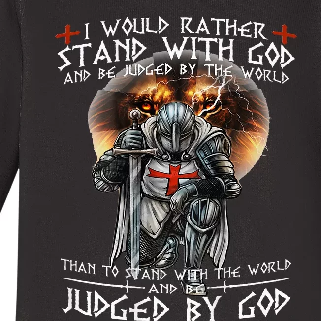 Kneeling Knight Templar Stand With God Religious Baby Long Sleeve Bodysuit