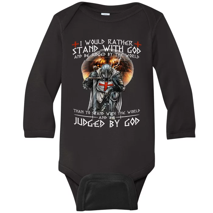 Kneeling Knight Templar Stand With God Religious Baby Long Sleeve Bodysuit