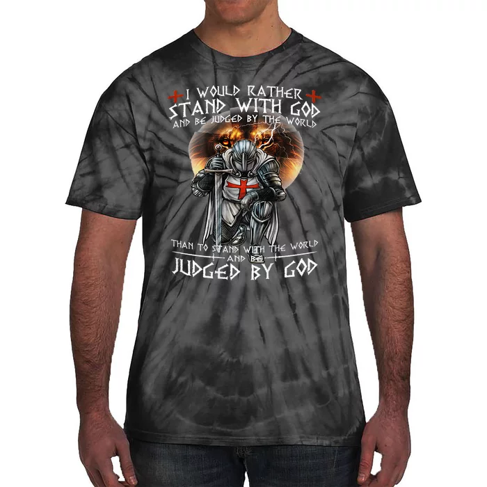 Kneeling Knight Templar Stand With God Religious Tie-Dye T-Shirt