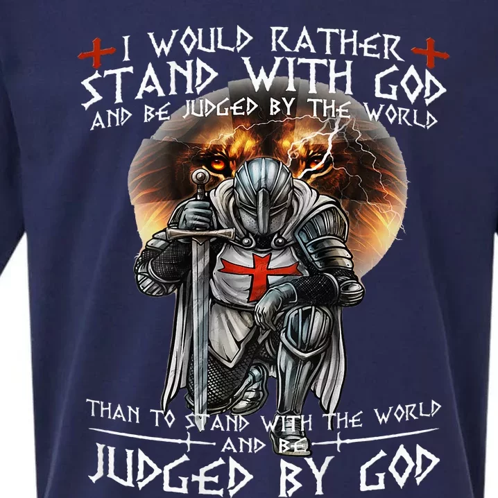 Kneeling Knight Templar Stand With God Religious Sueded Cloud Jersey T-Shirt