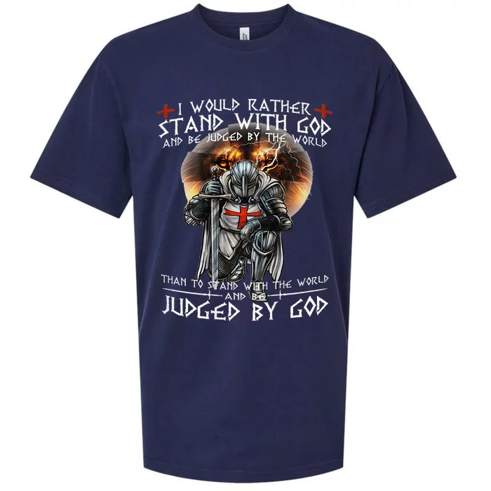 Kneeling Knight Templar Stand With God Religious Sueded Cloud Jersey T-Shirt