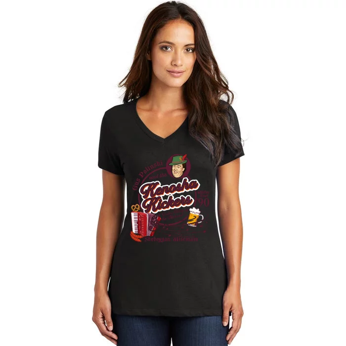 Kenosha Kickers The Polka King Of The Midwest Women's V-Neck T-Shirt