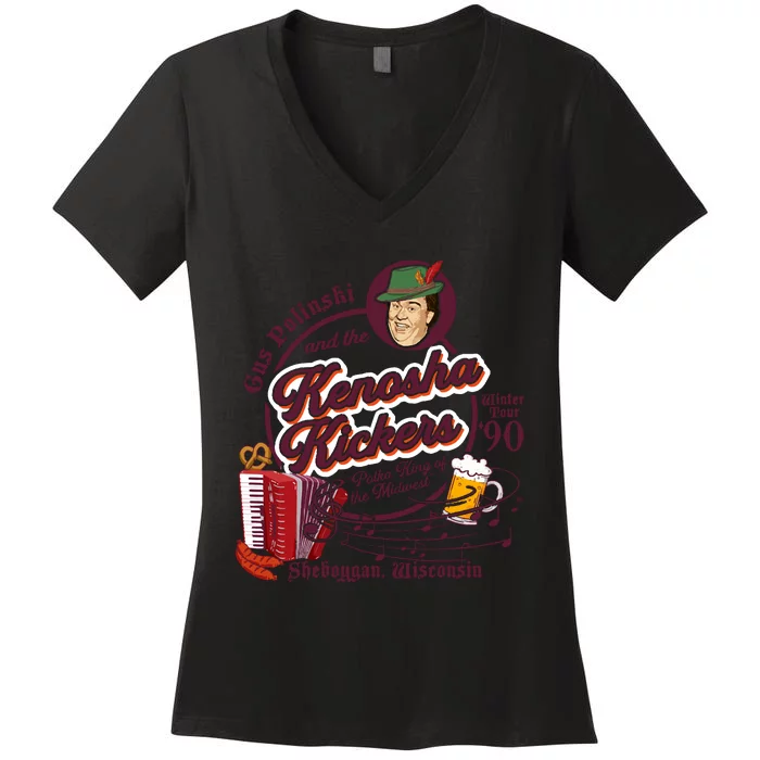 Kenosha Kickers The Polka King Of The Midwest Women's V-Neck T-Shirt