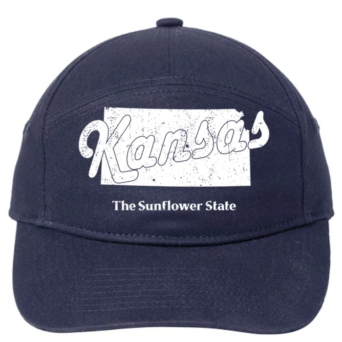 Kansas Ks Vintage Design Sports Home State Map Great Gift 7-Panel Snapback Hat