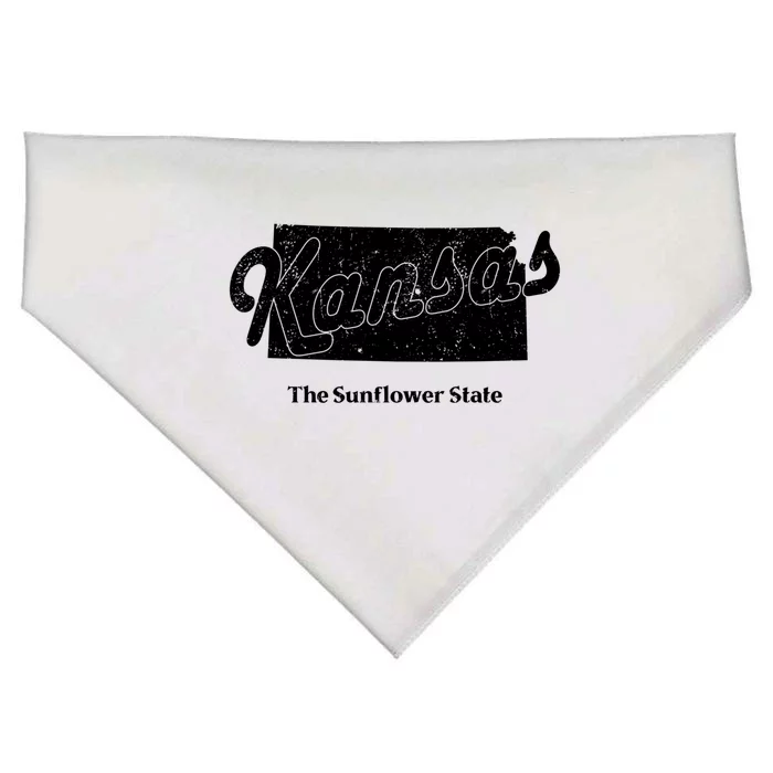 Kansas Ks Vintage Design Sports Home State Map Great Gift USA-Made Doggie Bandana