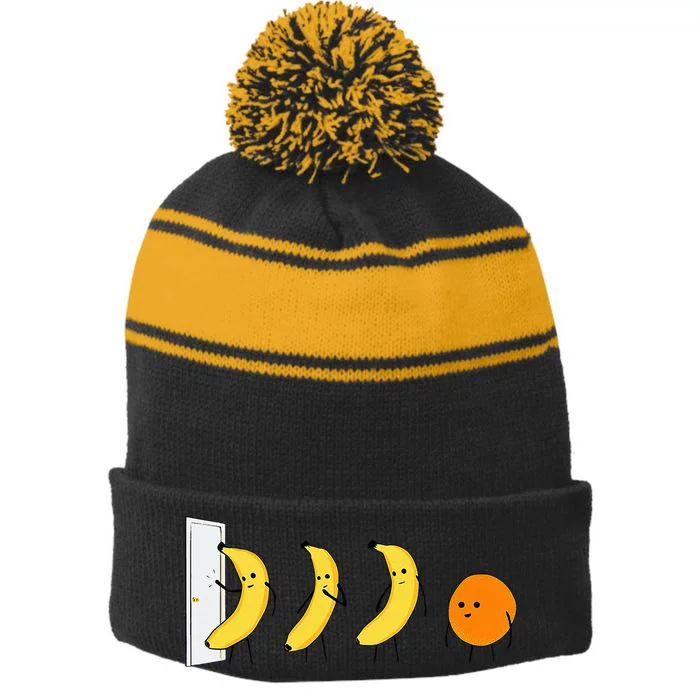 Knock Knock WhoS There Banana WhoS There Orange Stripe Pom Pom Beanie