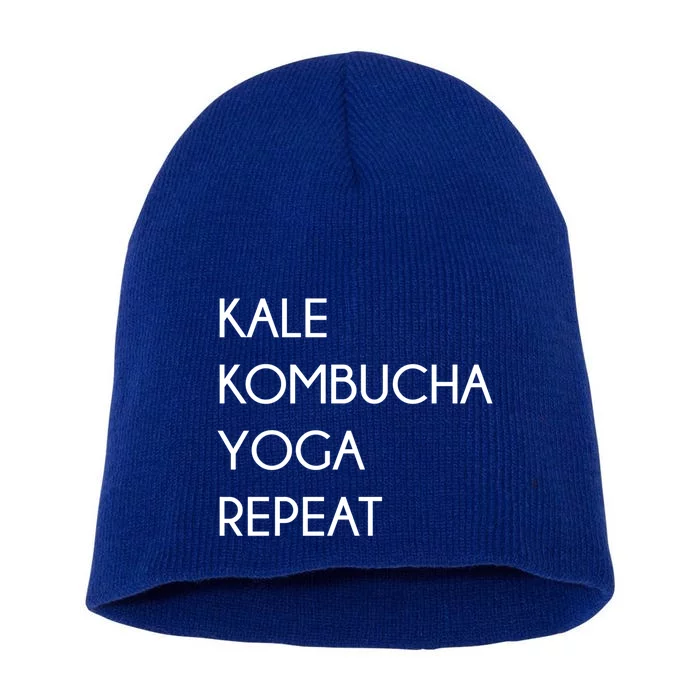 Kale Kombucha Yoga Repeat Great Gift Short Acrylic Beanie