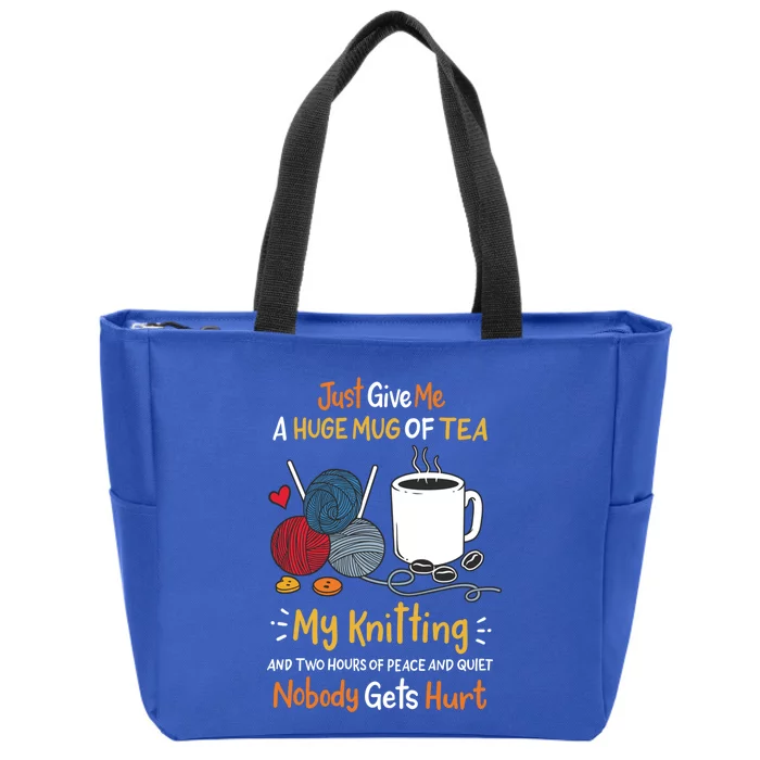 Knitting Knitter Yarn Coffee Gift Zip Tote Bag