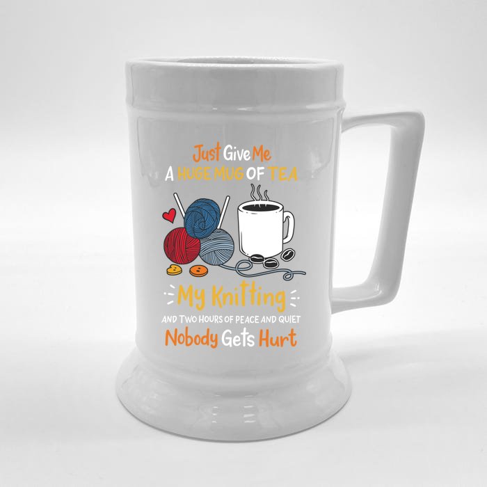 Knitting Knitter Yarn Coffee Gift Front & Back Beer Stein