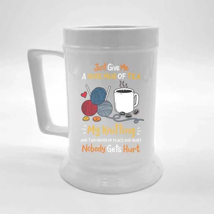 Knitting Knitter Yarn Coffee Gift Front & Back Beer Stein