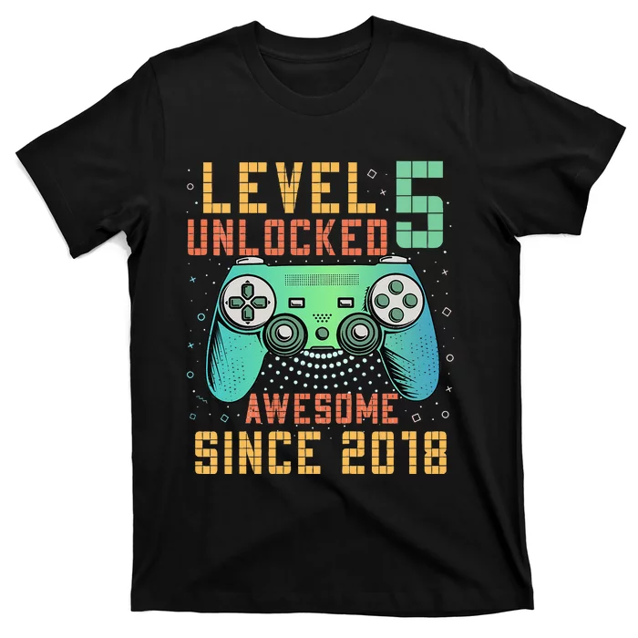 Kids Level 5 Unlocked 5th Birthday 5 Year Old Boy Gifts Gamer T-Shirt