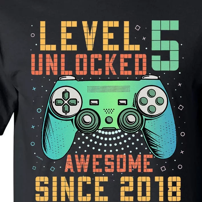 Kids Level 5 Unlocked 5th Birthday 5 Year Old Boy Gifts Gamer Tall T-Shirt