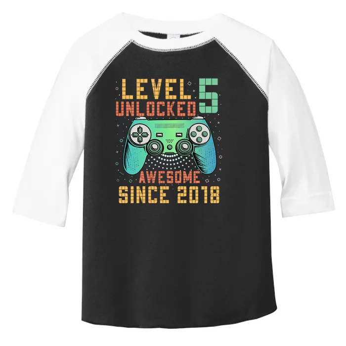 Kids Level 5 Unlocked 5th Birthday 5 Year Old Boy Gifts Gamer Toddler Fine Jersey T-Shirt