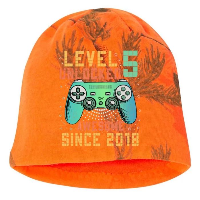 Kids Level 5 Unlocked 5th Birthday 5 Year Old Boy Gifts Gamer Kati - Camo Knit Beanie