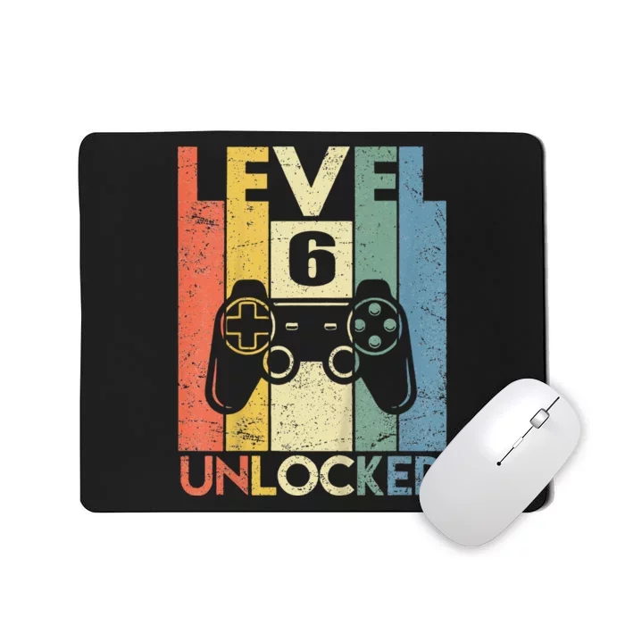 Kids Level 6 Unlocked Funny Video Gamer 6th Birthday Gift Mousepad