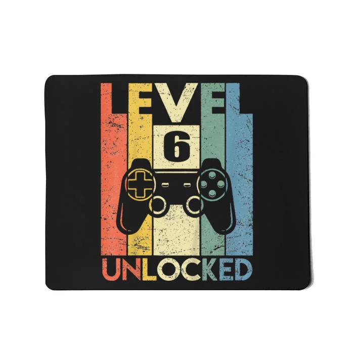 Kids Level 6 Unlocked Funny Video Gamer 6th Birthday Gift Mousepad