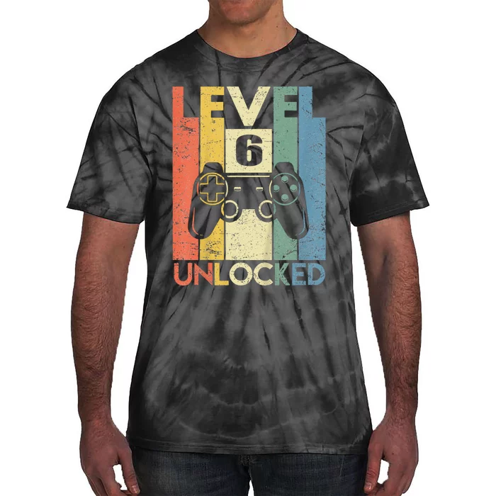 Kids Level 6 Unlocked Funny Video Gamer 6th Birthday Gift Tie-Dye T-Shirt