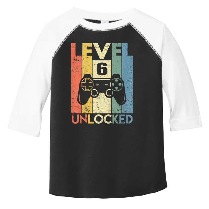 Kids Level 6 Unlocked Funny Video Gamer 6th Birthday Gift Toddler Fine Jersey T-Shirt