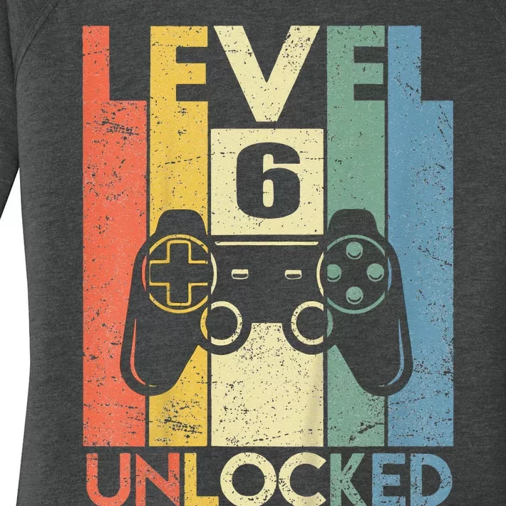 Kids Level 6 Unlocked Funny Video Gamer 6th Birthday Gift Women's Perfect Tri Tunic Long Sleeve Shirt