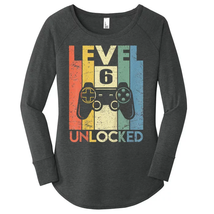 Kids Level 6 Unlocked Funny Video Gamer 6th Birthday Gift Women's Perfect Tri Tunic Long Sleeve Shirt