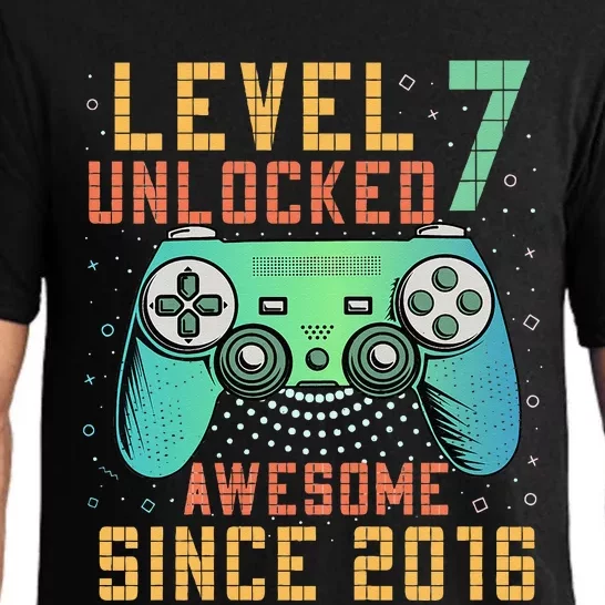 Kids Level 7 Unlocked 7th Birthday 7 Year Old Boy Gifts Gamer Pajama Set