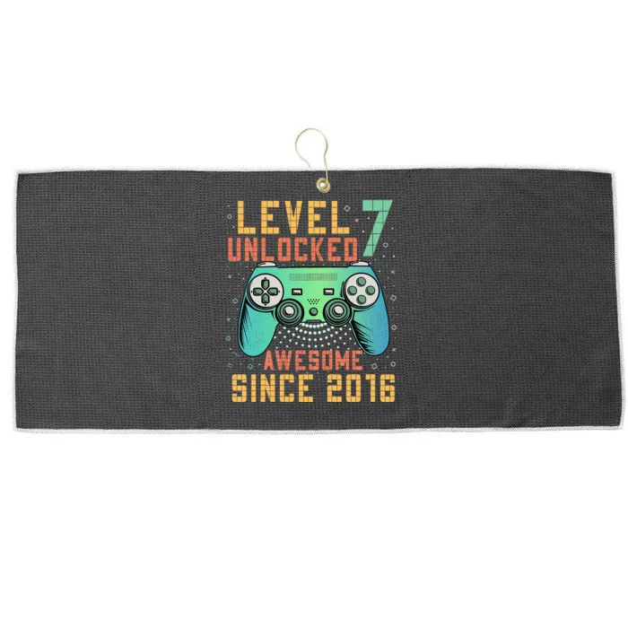 Kids Level 7 Unlocked 7th Birthday 7 Year Old Boy Gifts Gamer Large Microfiber Waffle Golf Towel