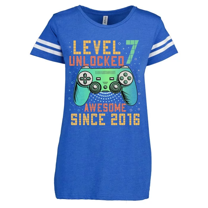 Kids Level 7 Unlocked 7th Birthday 7 Year Old Boy Gifts Gamer Enza Ladies Jersey Football T-Shirt