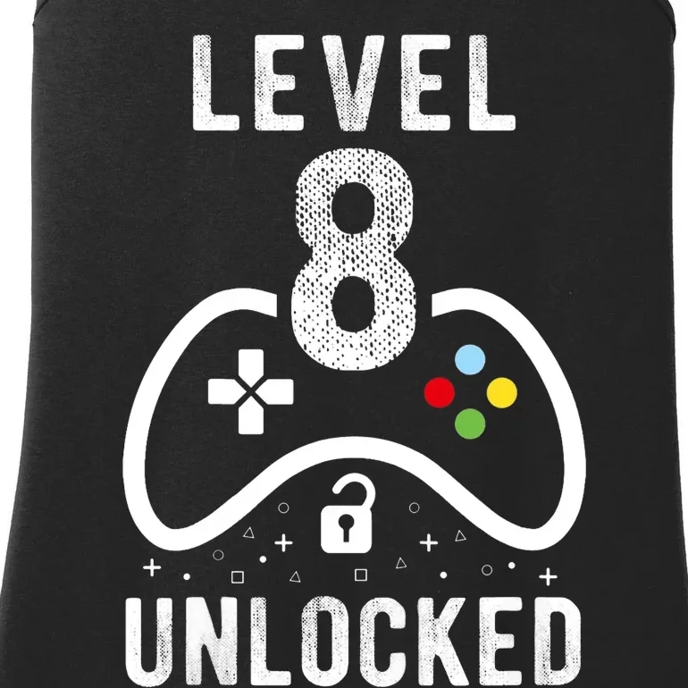 Kids Level 8 Unlocked Video Game 8th Birthday Gift Ladies Essential Tank